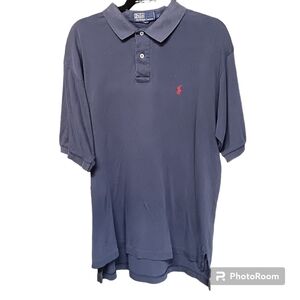 Polo Ralph Lauren Polo Shirt Mens L Black Red Logo Cotton Short Sleeve